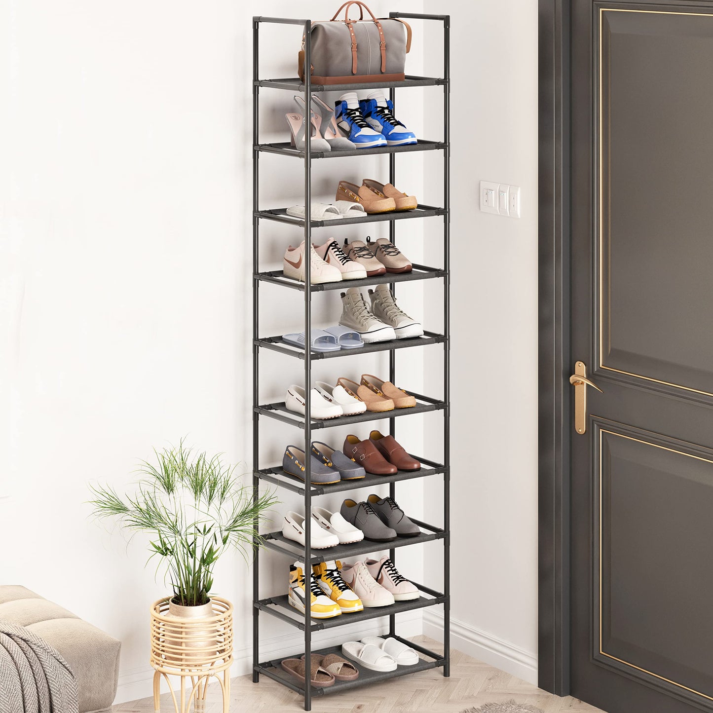 Z&L HOUSE 8 Tier Shoe Rack Narrow, Sturdy Shoe Rack Tall Store 16-20 Pairs of Shoes, Stackable Shoe Shelf for Closet Entryway to Increase The Use of Space