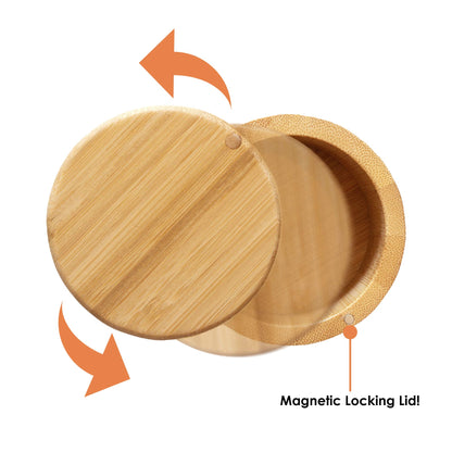 Totally Bamboo Salt Cellar Bamboo Storage Box with Magnetic Swivel Lid, 6 Ounce Capacity