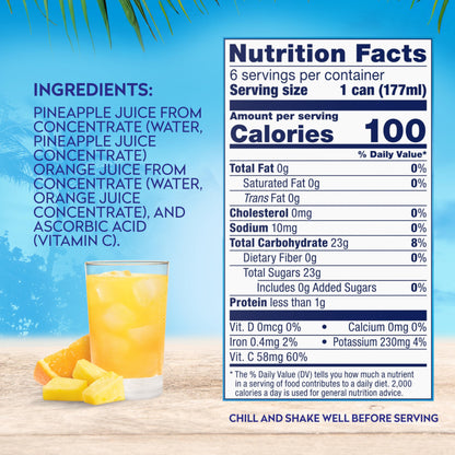 Dole 100% Juice, Pineapple, 46 Ounce Cans (Pack of 6)