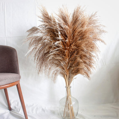 110 PCS Dried Pampas Grass Bouquet, Boho Table Decor, Bunny Tails Dried Flowers, Brown Pompas, White Pampas Grass for Wedding, Home, Rustic Party, Baby Shower Decorations