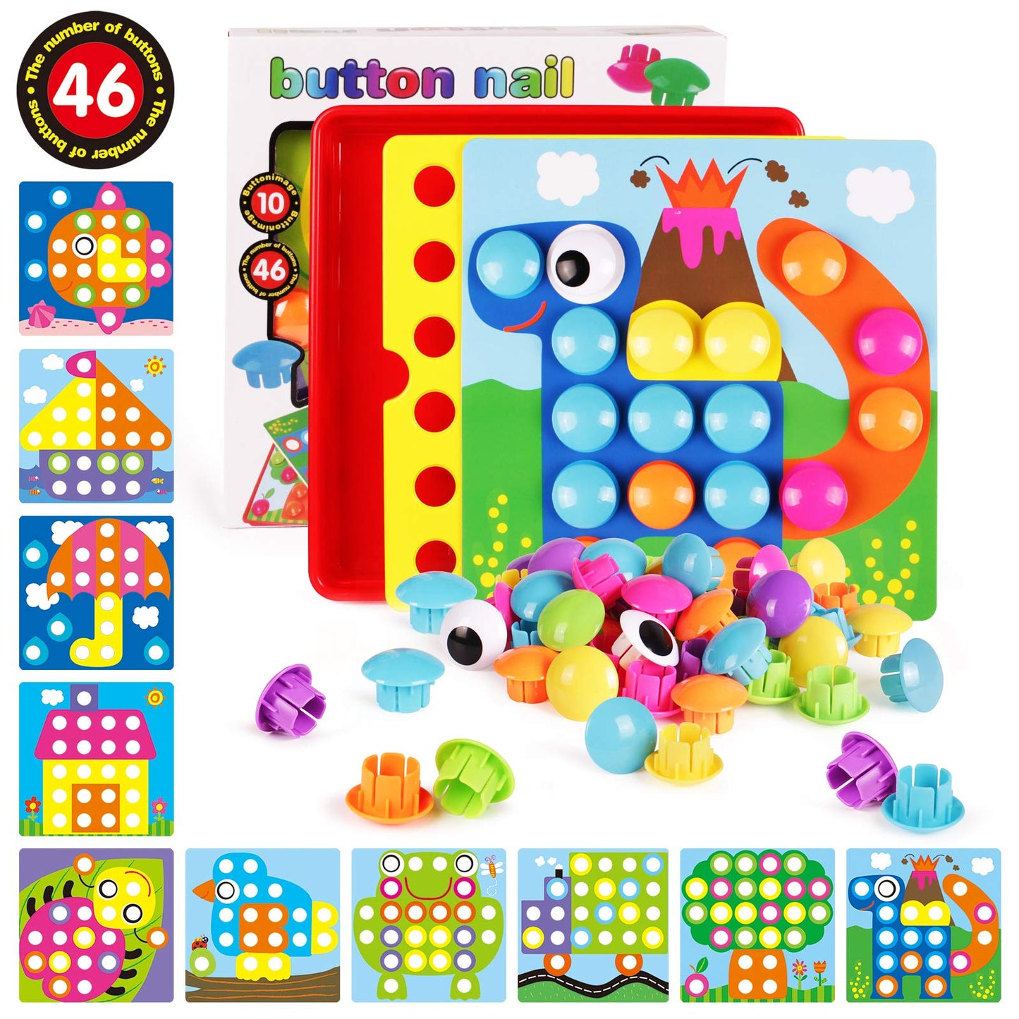 AMOSTING Color Matching Mosaic Pegboard Early Learning Educational Toys for Boys and Girls