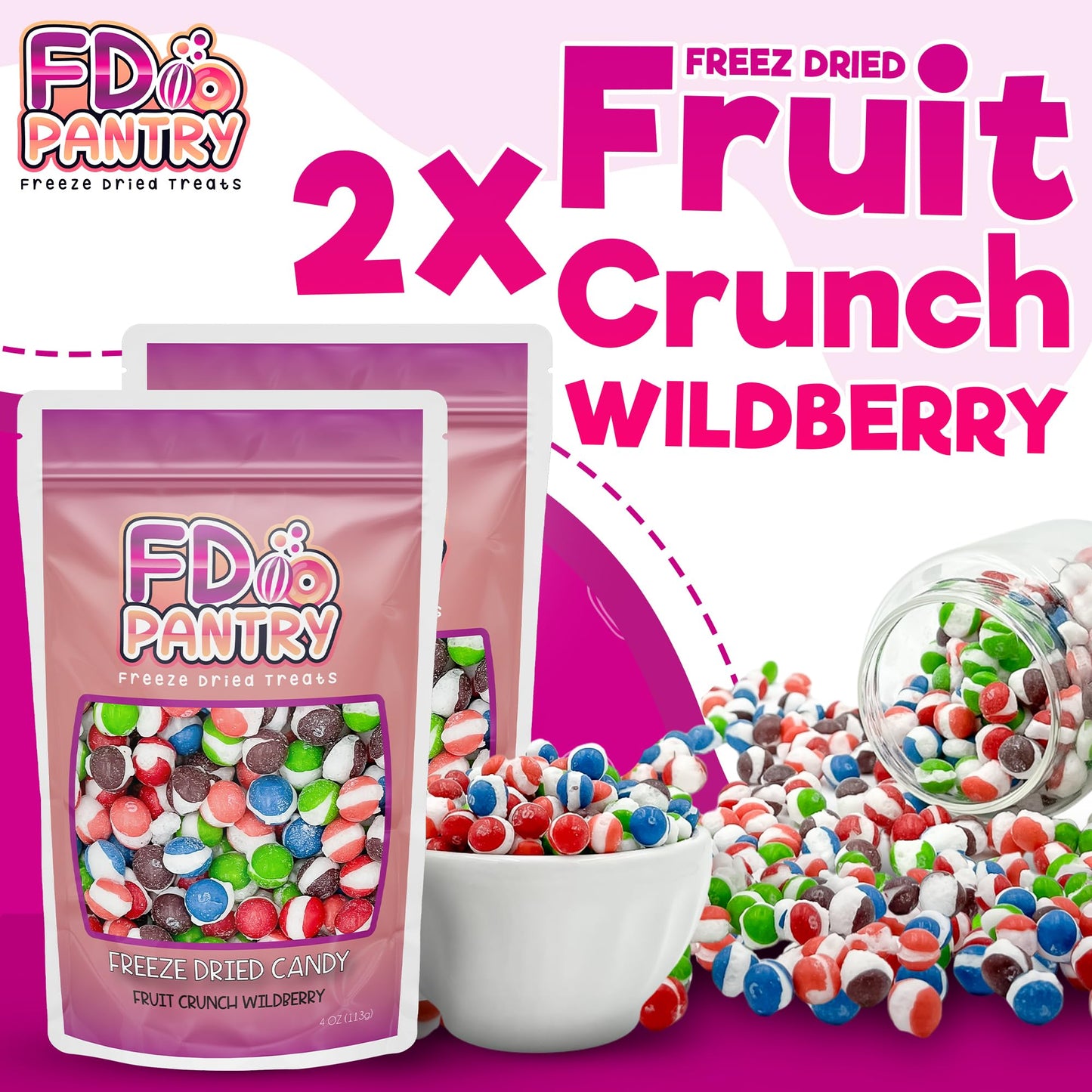 Fruit Crunch Original Candy Freeze Dried 16 oz 1 pound - Assortment Strawberry, Orange, Lemon, Grape, Lime Flavors Large 1lb Big Bag Pouch - Ideal Gift Snack 16oz