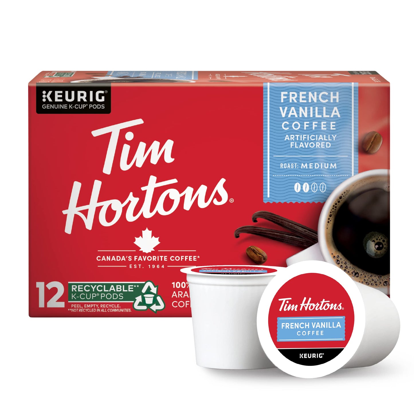 Tim Hortons Original Blend, Medium Roast Coffee, Single-Serve K-Cup Pods Compatible with Keurig Brewers, 24 Count(Pack of 1)(Packaging may vary)