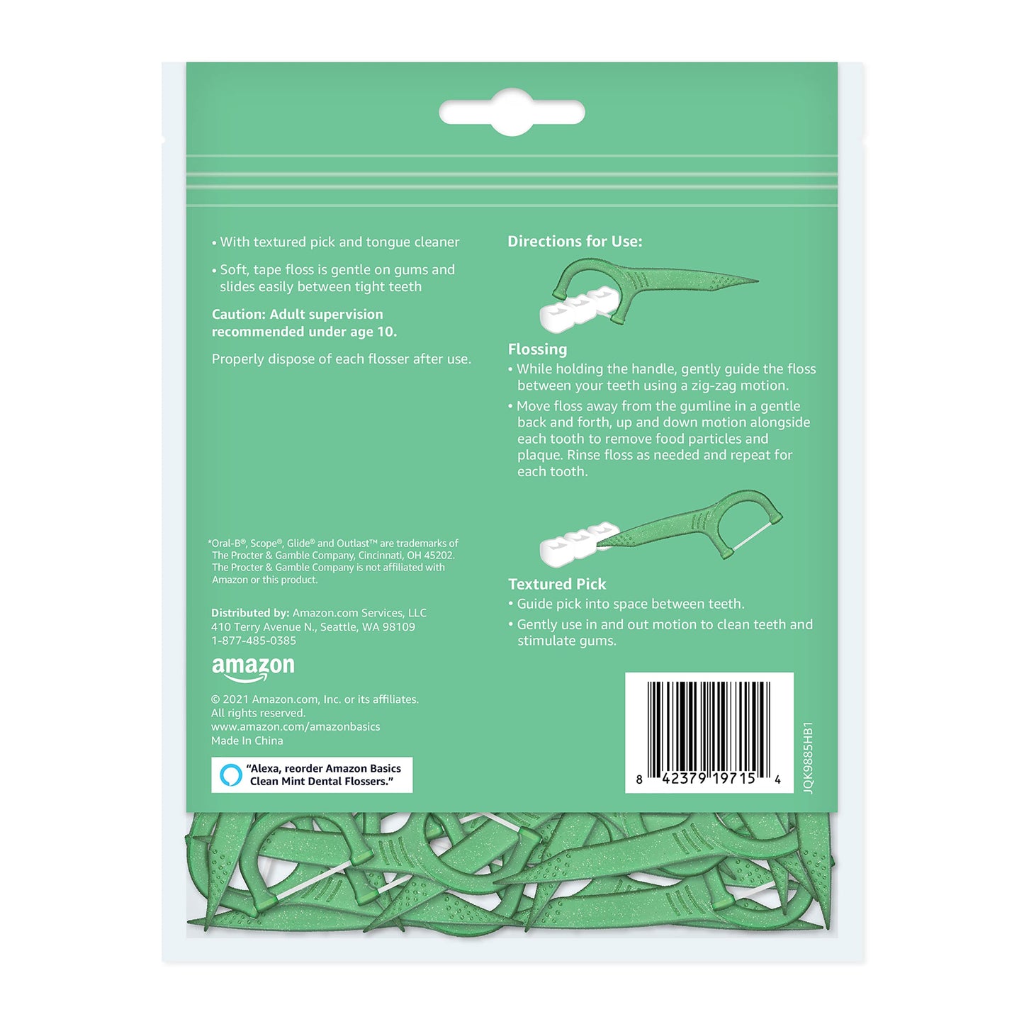 Amazon Basics Clean Mint Flossers, 75 Count, 1-Pack