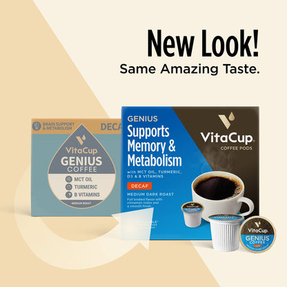 VitaCup Mushroom Coffee Pods - Boost Focus & Immunity with Lions Mane, Chaga, Vitamins, for Memory & Clarity, Recyclable K-Cup Pods, 16 Ct