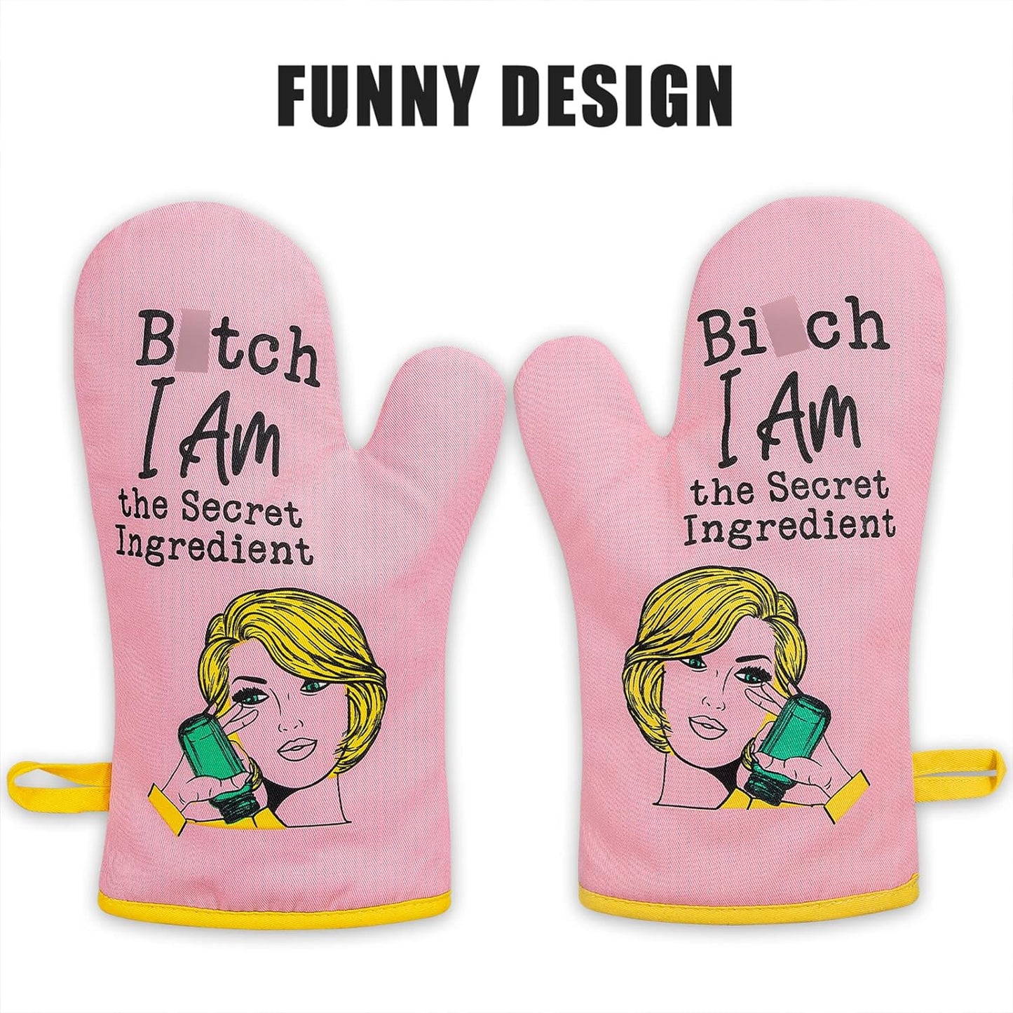 Miracu Oven Mitt, Funny Kitchen Cooking Oven Mitts, Pink Kitchen Accessories, Housewarming Gifts for Women, House Warming Gifts New Home - Fun Mothers Day, Birthday Baking Gifts for Women Wife Mom