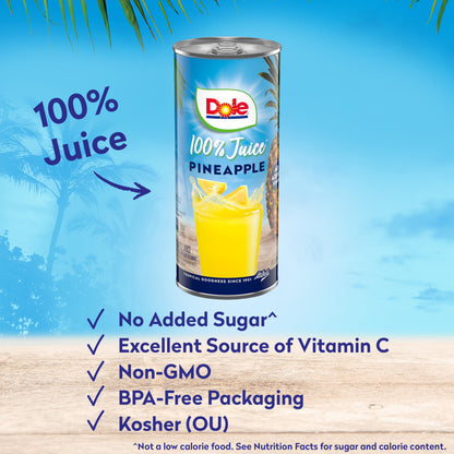 Dole 100% Juice, Pineapple, 46 Ounce Cans (Pack of 6)