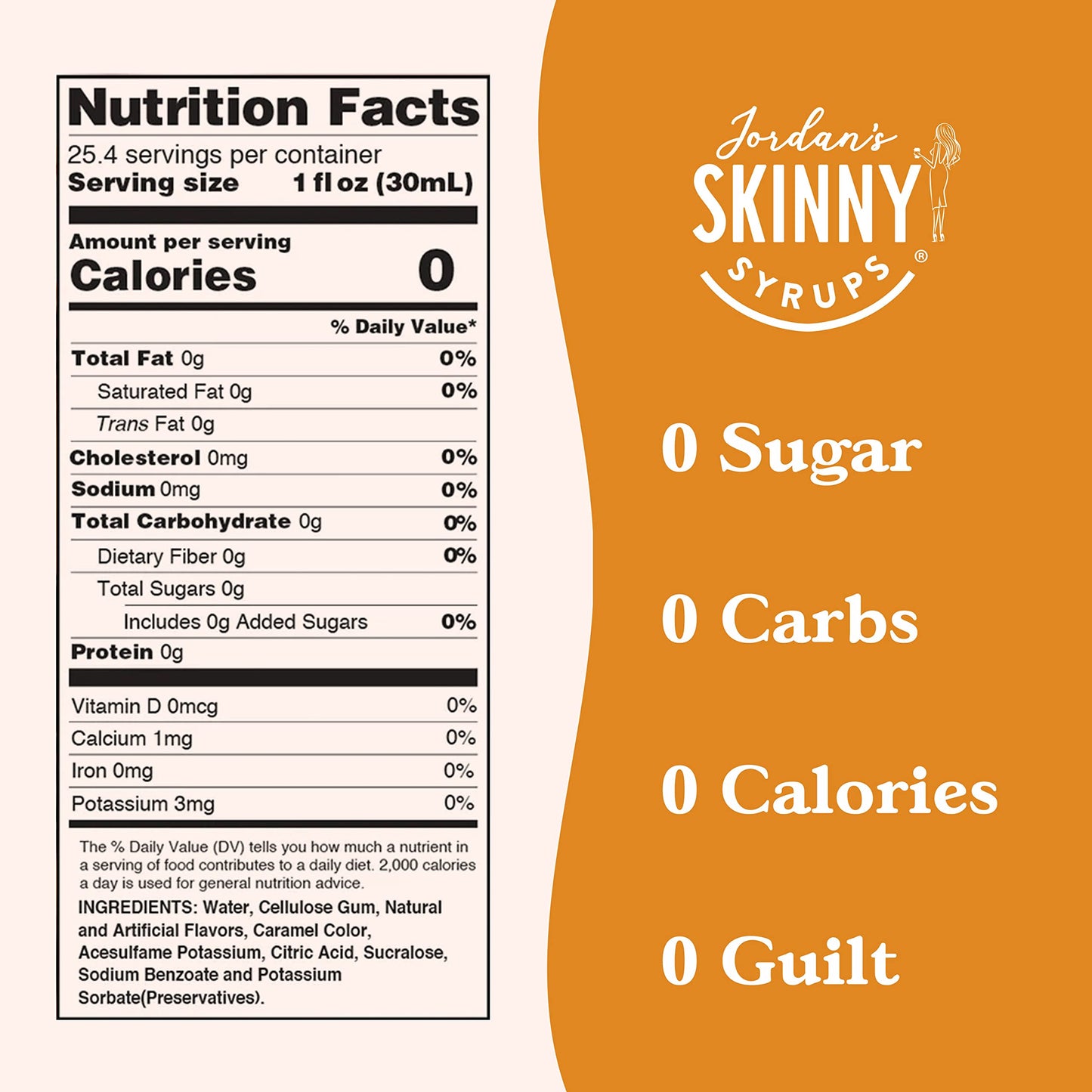 Jordan's Skinny Syrups Sugar Free Coffee Syrup, Vanilla Flavor Drink Mix, Zero Calorie Flavoring for Chai Latte, Protein Shake, Food and More, Gluten Free, Keto Friendly, 25.4 Fl Oz, 2 Pack