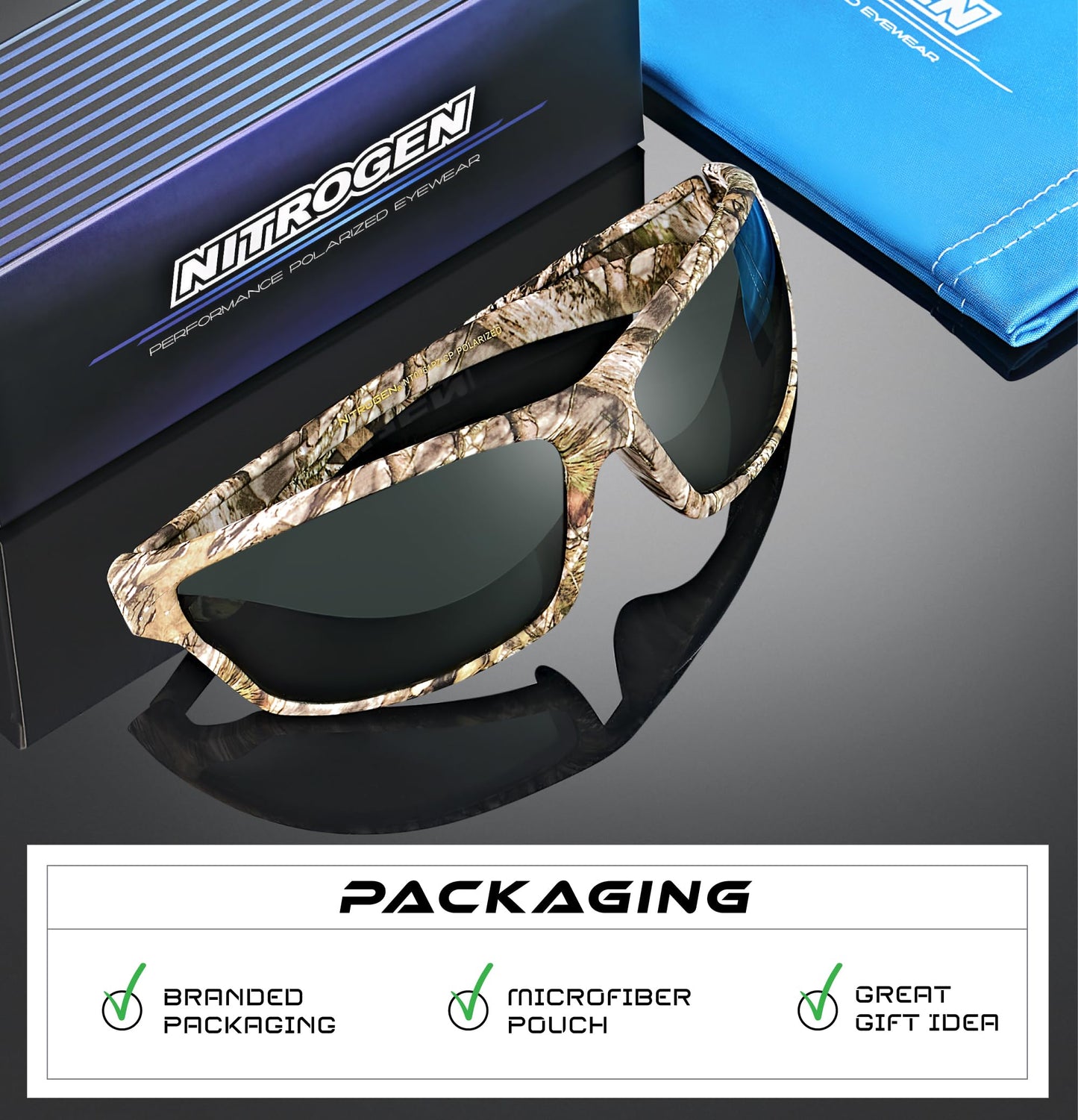 Nitrogen Polarized Wrap Around Sport Sunglasses for Men Women UV400 Protection Sun Glasses