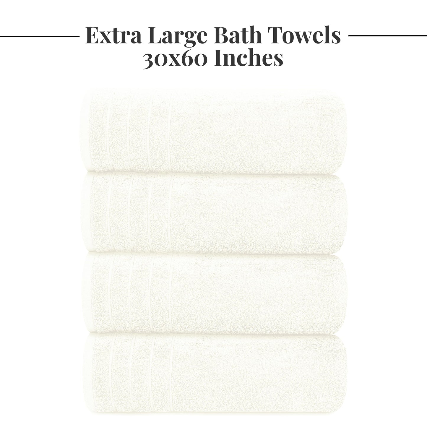 Tens Towels Large Bath Towels, 100% Cotton, 30 x 60 Inches Extra Large Bath Towels, Lighter Weight, Quicker to Dry, Super Absorbent, Perfect Bathroom Towels (Pack of 4)