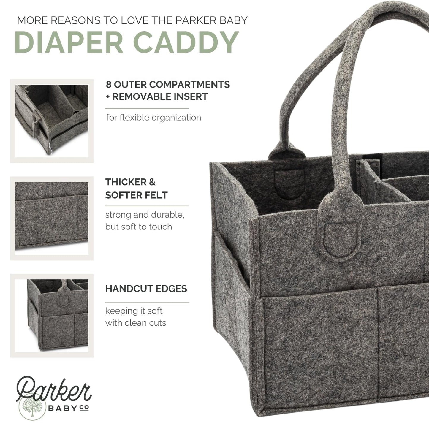 Parker Baby Diaper Caddy - Nursery Storage Bin and Car Organizer for Diapers and Baby Wipes (Oatmeal, Regular)