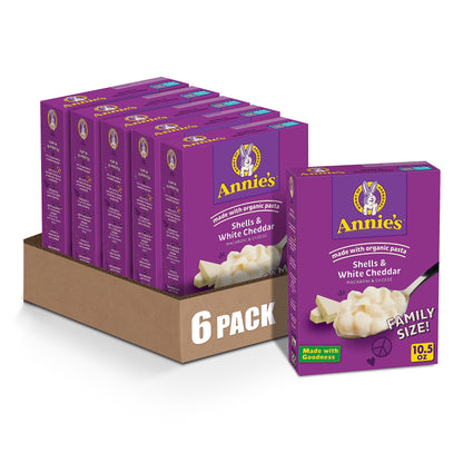 Annie's White Cheddar Shells Macaroni and Cheese with Organic Pasta, 6 oz (Pack of 12)