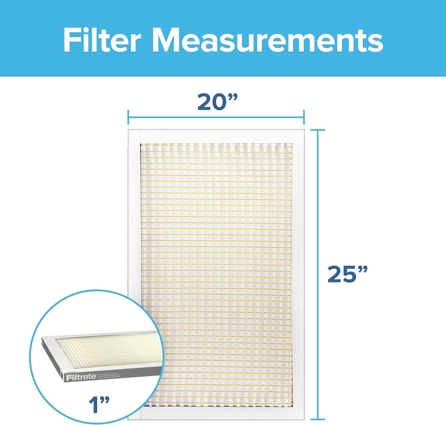 Filtrete 20x25x1 AC Furnace Air Filter, MERV 5, MPR 300, Capture Unwanted Particles, 3-Month Pleated 1-Inch Electrostatic Air Cleaning Filter, 6-Pack (Actual Size19.69x24.69x0.81 in)