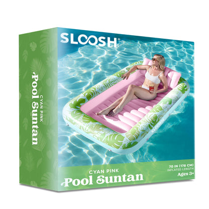 Sloosh Inflatable Tanning Pool Lounger Float for Adults, 70" x 46" Large Suntan Tub Pool Floats Sun Tan Tub Ice Bath Tub Tanning Bed Blow up Pool Raft Lounge Floatie, L-Blue