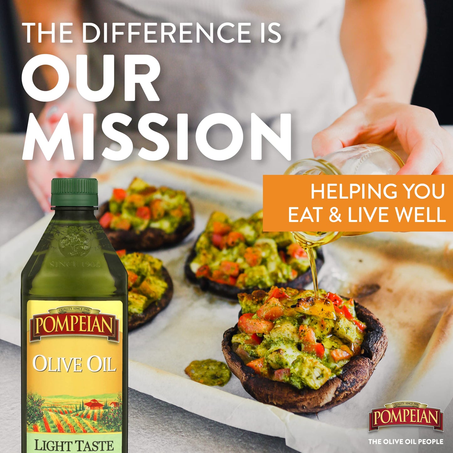 Pompeian Light Taste Olive Oil, Subtle Flavor, Perfect for Frying & Baking, Naturally Gluten Free, Non-Allergenic, Non-GMO, 32 FL. OZ.