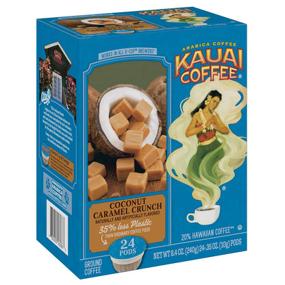 Kauai Coffee Coconut Caramel Crunch Medium Roast- - Compatible with Keurig Pods K-Cup Brewers (1 Pack of 24 Single-Serve Cups)