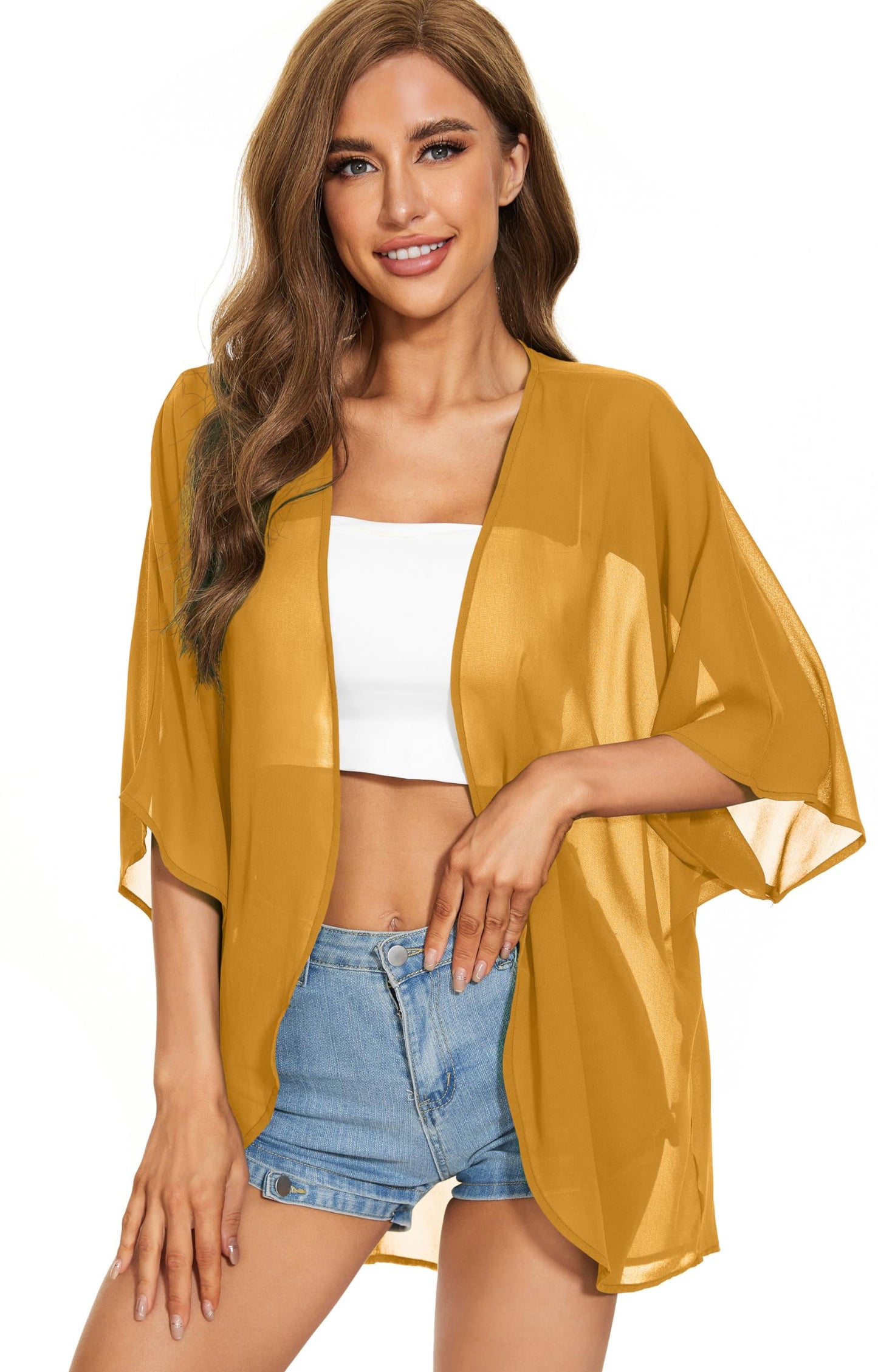 Womens Kimono Beach Cover Up Chiffon Cardigan Floral Tops Loose Capes