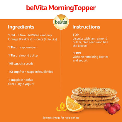 belVita Cranberry Orange Breakfast Biscuits, 8 Packs (4 Biscuits Per Pack)