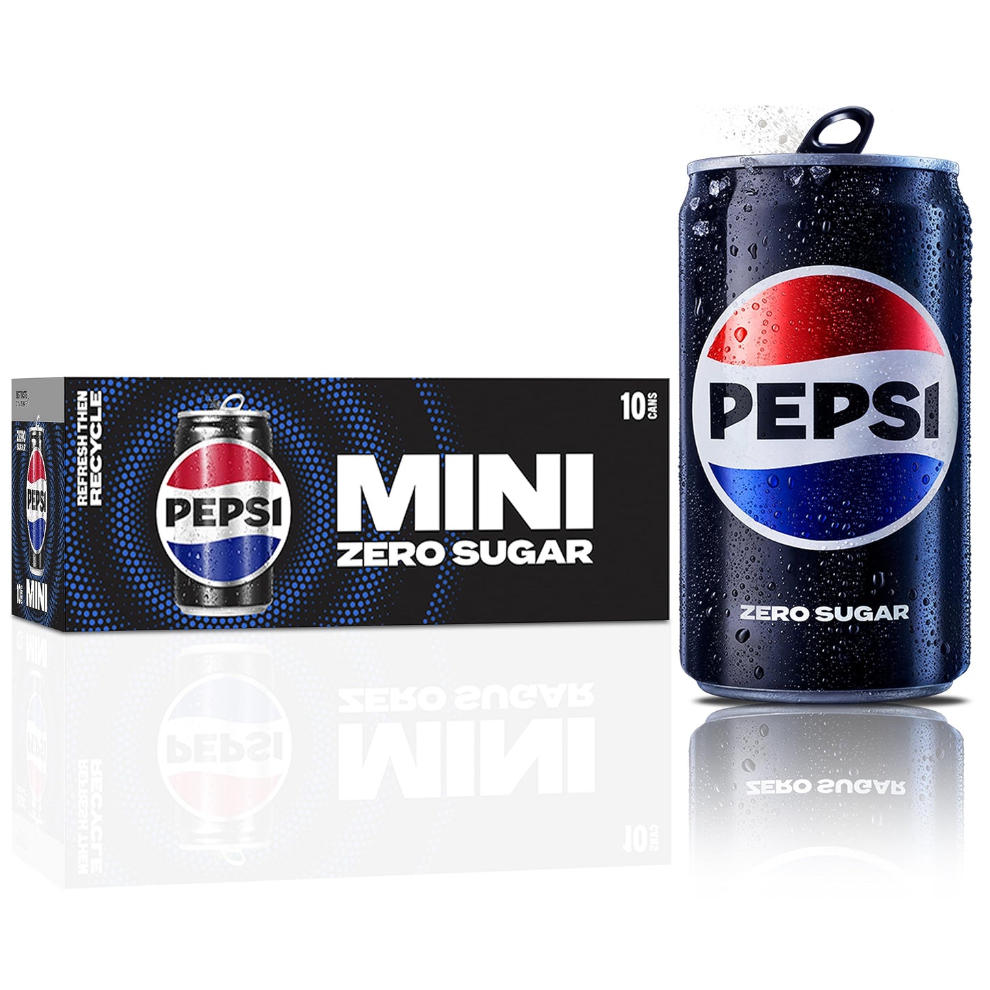 Diet Pepsi Soda, 7.5 Fl Oz Mini Cans, (Pack of 10)