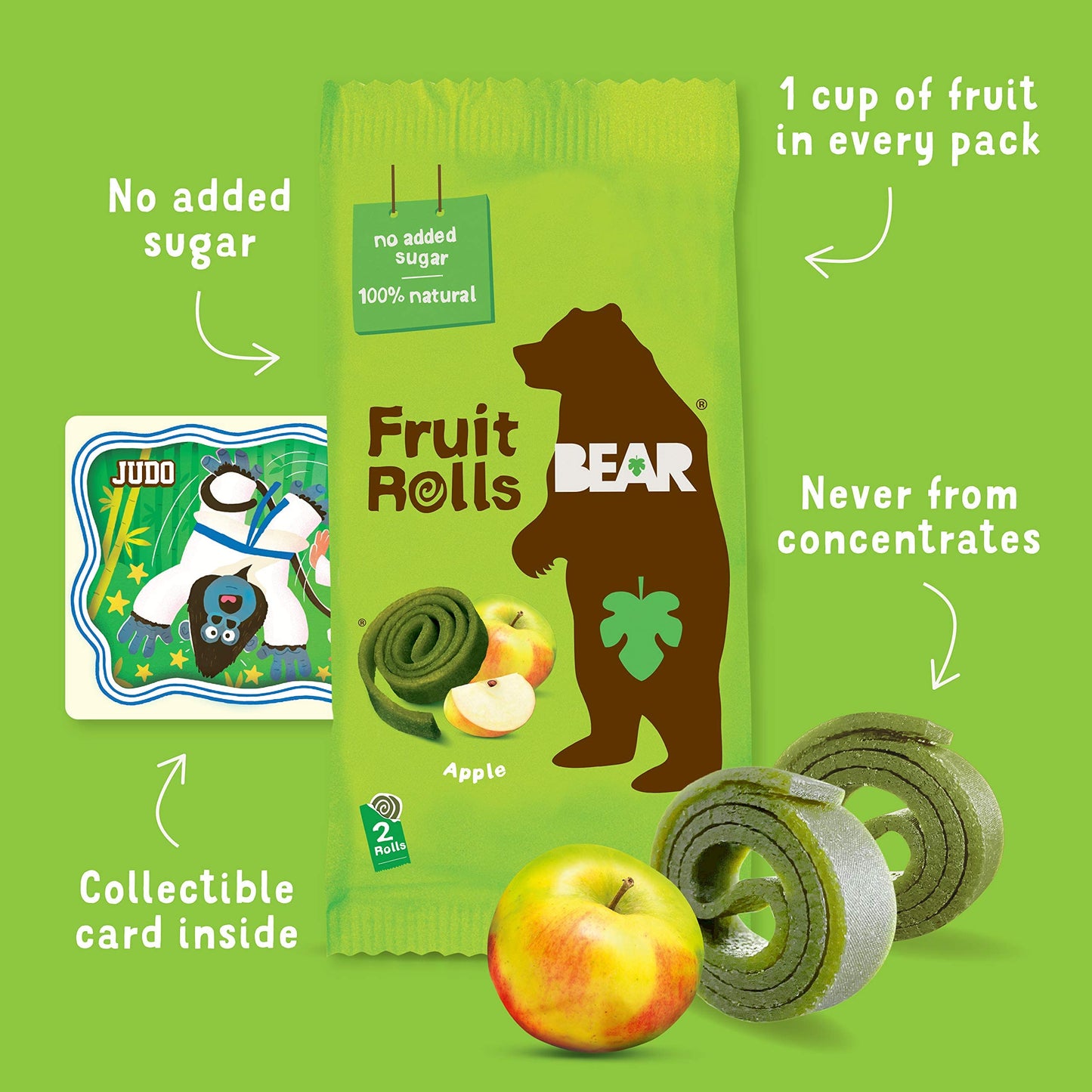 BEAR Real Fruit Snack Rolls - Gluten Free, Vegan, and Non-GMO - Strawberry – Healthy School And Lunch Snacks For Kids And Adults, 0.7 Ounce (Pack of 18)