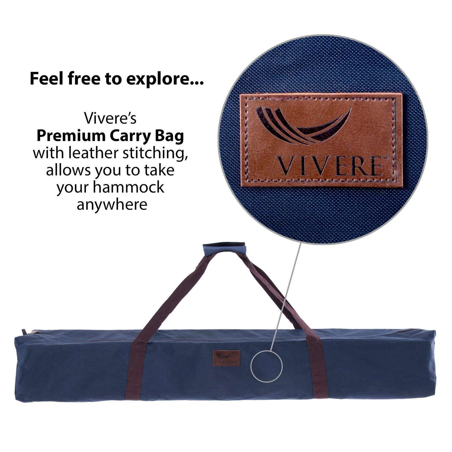 Vivere Double Hammock with Space Saving Steel Stand, Natural (450 lb Capacity - Premium Carry Bag Included)