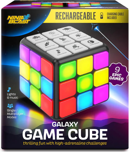 Rechargeable Game Activity Cube - 9 Fun Brain & Memory Games - Cool Toys for Boys and Girls - Birthday Gifts for Age 6, 7, 8, 9, 10, 11, 12 Year Old Kids Teens - Best Boy Toy Gift Ideas