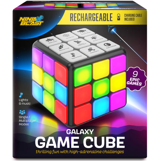 Rechargeable Game Activity Cube - 9 Fun Brain & Memory Games - Cool Toys for Boys and Girls - Birthday Gifts for Age 6, 7, 8, 9, 10, 11, 12 Year Old Kids Teens - Best Boy Toy Gift Ideas