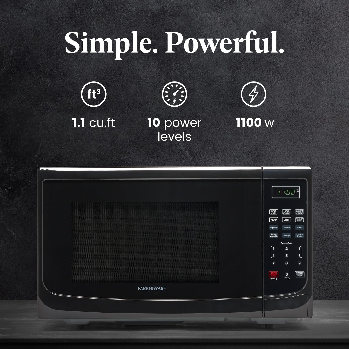 Farberware Countertop Microwave 700 Watts, 0.7 Cu. Ft. - Microwave Oven With LED Lighting and Child Lock - Perfect for Apartments and Dorms - Easy Clean Stainless Steel