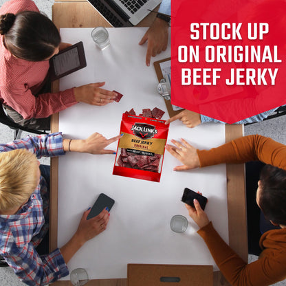 Jack Link's Beef Jerky 5 Count Multipack, Original, 5, 0.625 oz. Bags - Flavorful Meat Snack for Lunches, Ready to Eat - 7g of Protein, Made with 100% Beef - No Added MSG** or Nitrates/Nitrites