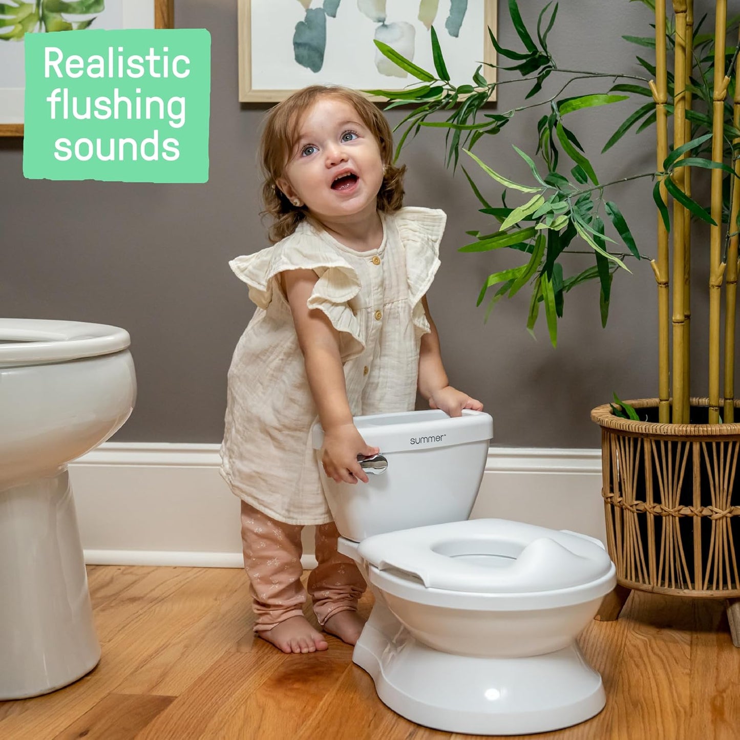 Summer Infant by Ingenuity My Size Potty Pro in White, Toddler Potty Training Toilet, Lifelike Flushing Sound, for Ages 18 Months+, Up to 50 Pounds