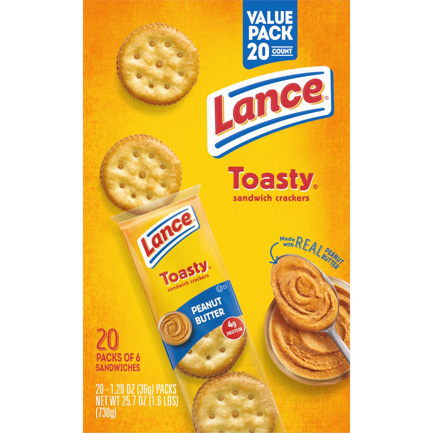 Lance Sandwich Crackers, Captain's Wafer Grilled Cheese, 10 Individual Packs, 6 Sandwiches Each