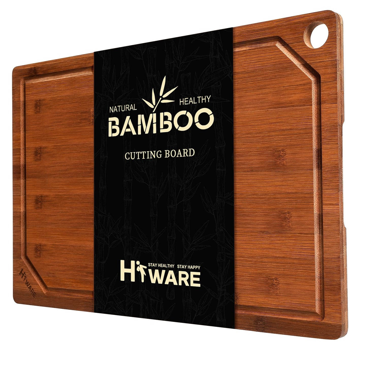 Hiware Extra Large Bamboo Cutting Board for Kitchen, Heavy Duty Wood Cutting Boards with Juice Groove, 100% Organic Bamboo, Pre Oiled, 18" x 12"