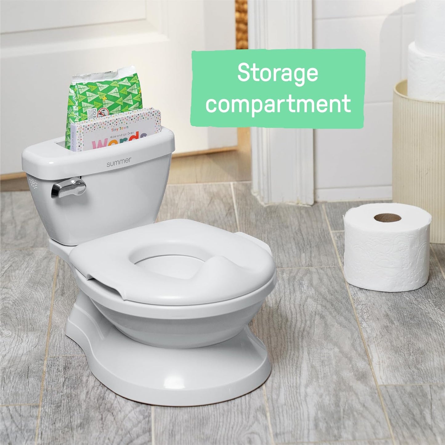 Summer Infant by Ingenuity My Size Potty Pro in White, Toddler Potty Training Toilet, Lifelike Flushing Sound, for Ages 18 Months+, Up to 50 Pounds