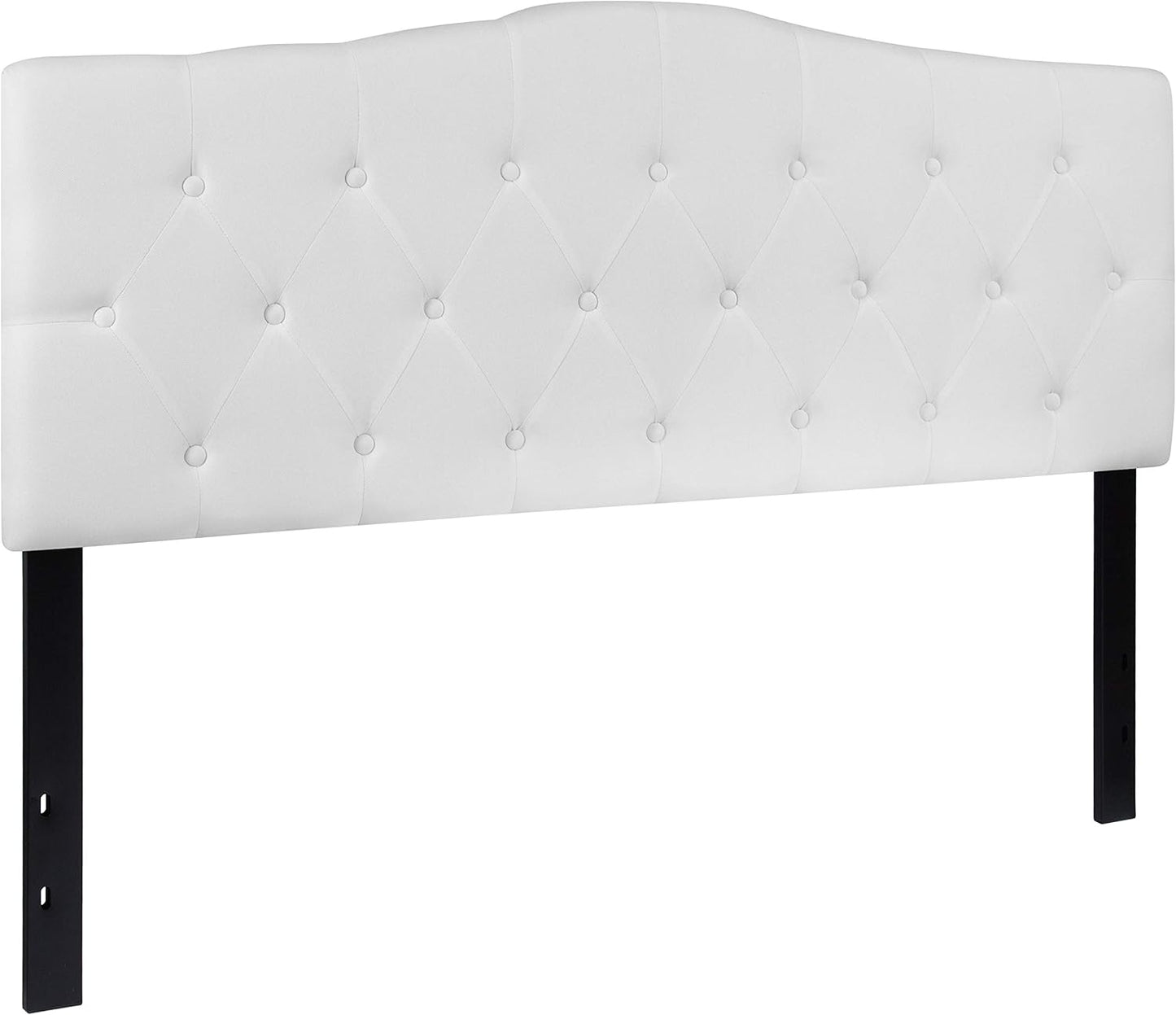 EMMA + OLIVER Tufted Upholstered Queen Size Headboard in White Fabric