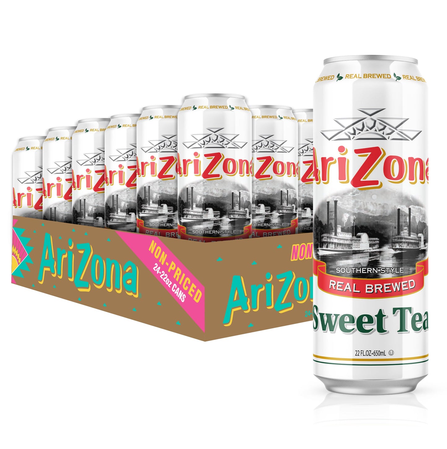 AriZona Green Tea with Ginseng and Honey - Big Can, 22 Fl Oz (Pack of 24)