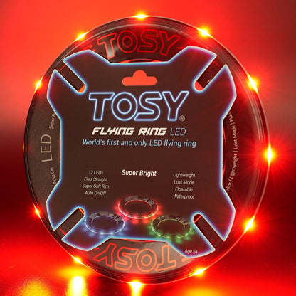 TOSY Flying Ring - 12 LEDs, Super Bright, Soft & Photoluminescent Rim, Auto Light Up, Safe, Waterproof, Lightweight frisbee, Cool Fun Birthday, Camping & Outdoor/Indoor Gift Toy for Boys/Girls/Kids