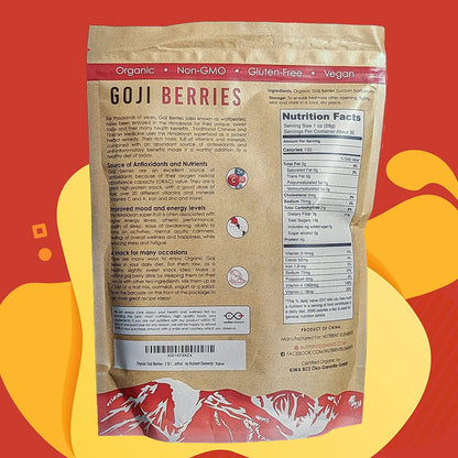 2lbs Organic Raw Dried Goji Berries - USDA Certified, Non GMO, Large Berries with Recipes E-Book - by Nutrient Elements