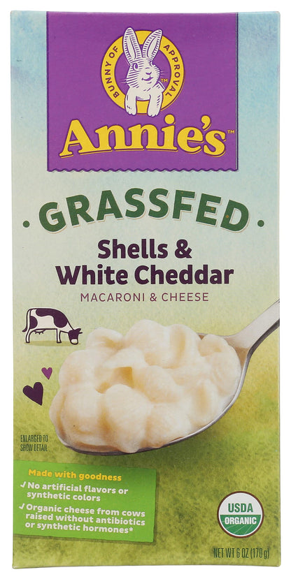 Annie's White Cheddar Shells Macaroni and Cheese with Organic Pasta, 6 oz (Pack of 12)