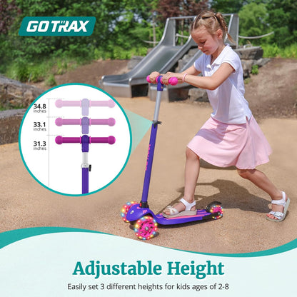 Gotrax KS1 Kids Kick Scooter, LED Lighted Wheels and 3 Adjustable Height Handlebars, Lean-to-Steer & Widen Anti-Slip Deck, 3 Wheel Scooter for Boys & Girls Ages 2-8 and up to 100 Lbs