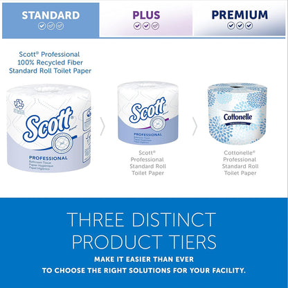 Scott Professional 100% Recycled Fiber Standard Roll Toilet Paper (13217), with Elevated Design, 2-Ply, White, Individually wrapped rolls, (473 Sheets/Roll, 80 Rolls/Case, 37,840 Sheets/Case)