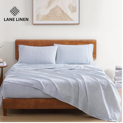 LANE LINEN 100% Organic Cotton Twin Sheets Set, 3Pc Twin Bed Sheets, Breathable Cotton Sheets Twin Size Bed Set, Dorm Room Essentials with 15" Twin Deep Pocket Fitted Sheet - White Sheets