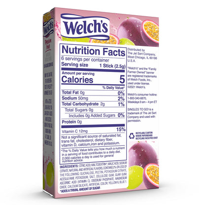 Welch's Singles To Go Variety Pack, Watertok Powdered Drink Mix, Includes 4 Flavors, Grape, Passion fruit, Strawberry Peach, Cherry Pomegranate, 1 Box (30 Servings)