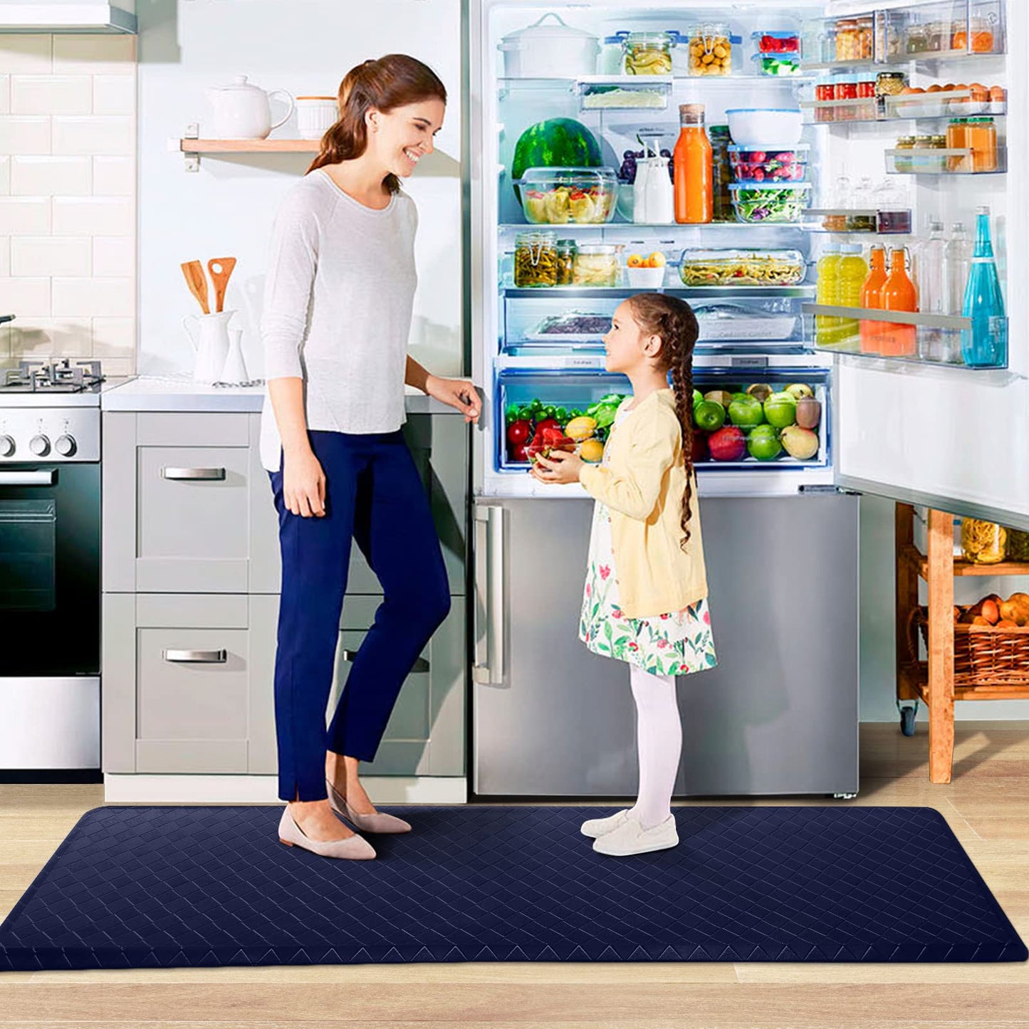 HappyTrends Floor Mat Cushioned Anti-Fatigue ,17.3"x28",Thick Waterproof Non-Slip Mats and Rugs Heavy Duty Ergonomic Comfort Rug for Kitchen,Floor,Office,Sink,Laundry,Black