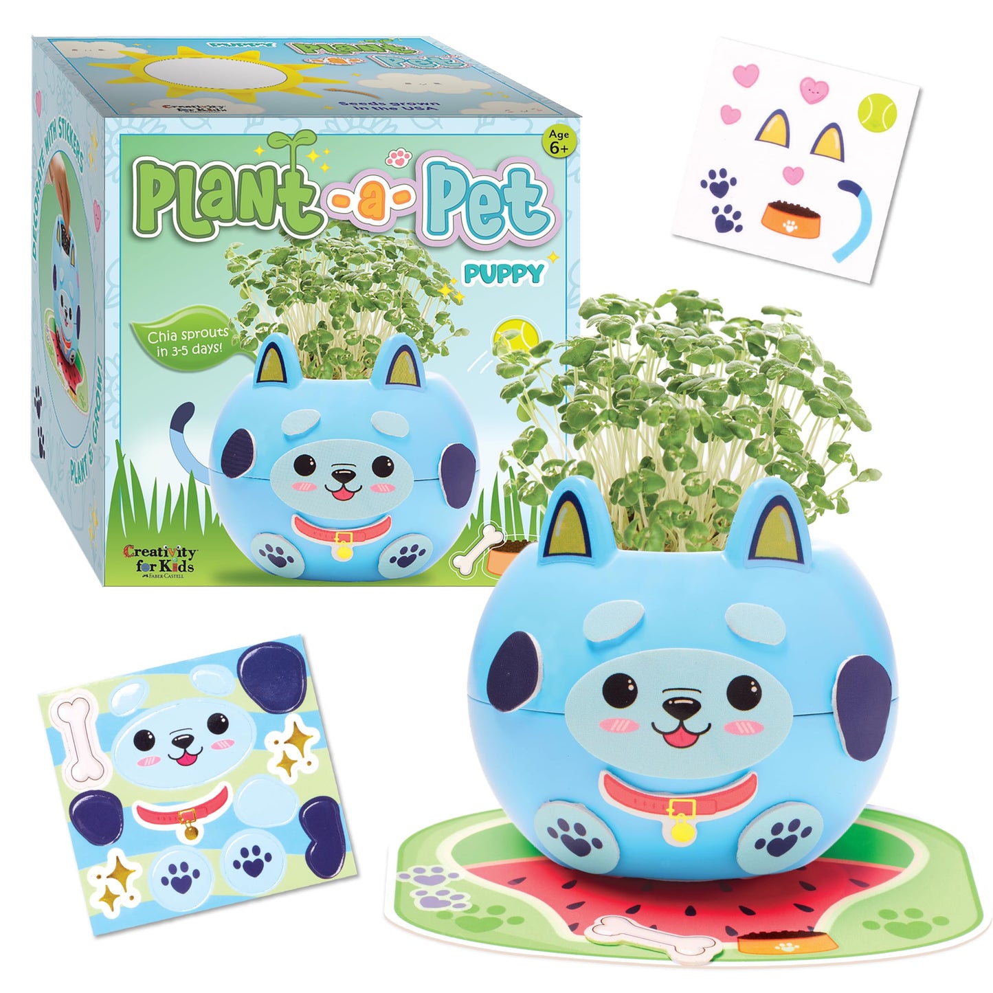 Creativity for Kids Plant-A-Pet: Kitty - Arts and Crafts for Kids Ages 6-8+, Gifts for Girls and Stocking Stuffers for Kids, Boy and Girl Toys, Chia Seed Plant Pet for Kids