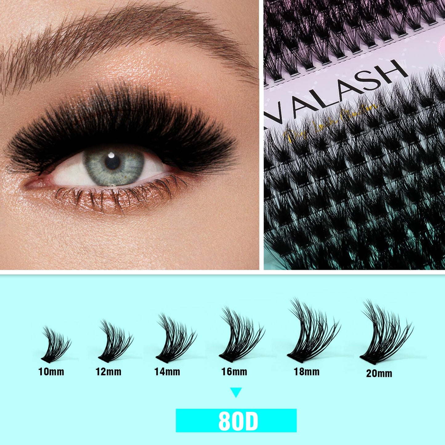 VAVALASH DIY Lash Extension Kit 280 Clusters Individual Lashes Kit 30D 40D 0.07D-10-16mm Lash Clusters, Lash Bond and Seal, Lash Tweezer for DIY Eyelash Extension at Home（Kit-30D+40D-0.07D-10-16MIX）