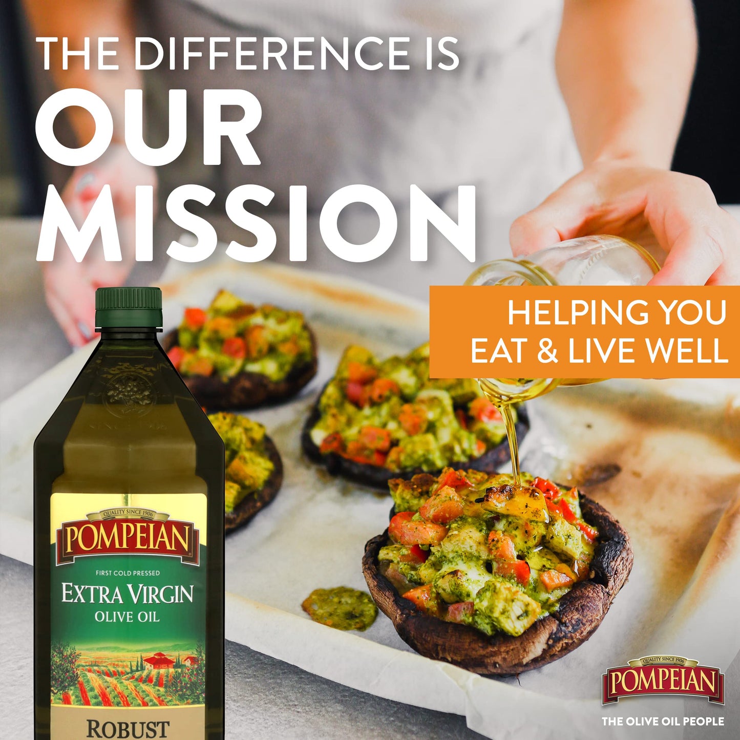 Pompeian Robust Extra Virgin Olive Oil, First Cold Pressed, Full-Bodied Flavor, Perfect for Salad Dressings & Marinades, 68 FL. OZ.