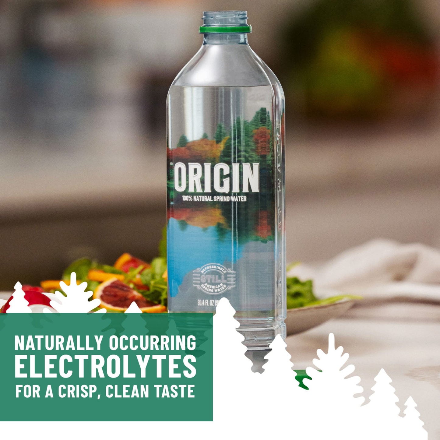 ORIGIN, 100% Natural Spring Water, 900 mL, Recycled Plastic Bottle, 30.4 Fl Oz (Pack of 12)