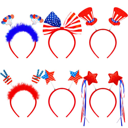 4th of July Headband, Fourth of July Accessories, Felt Patriotic Head Boppers Pack for 4th of July Party Favors