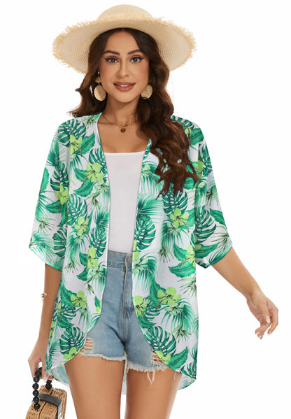 Womens Kimono Beach Cover Up Chiffon Cardigan Floral Tops Loose Capes