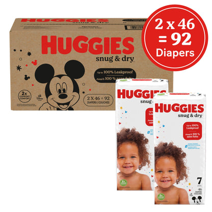 Huggies Size 2 Diapers, Snug & Dry Baby Diapers, Size 2 (12-18 lbs), 100 Count, Packaging May Vary